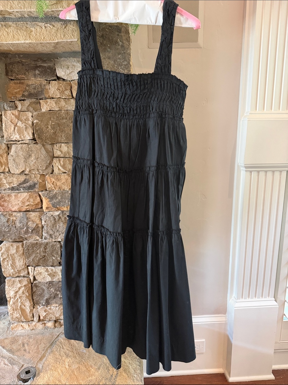 Maeve Black Tiered Smocked Midi Dress